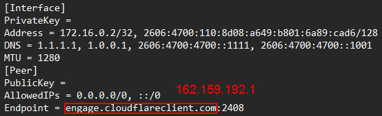 Changing the Cloudflare WARP endpoint address